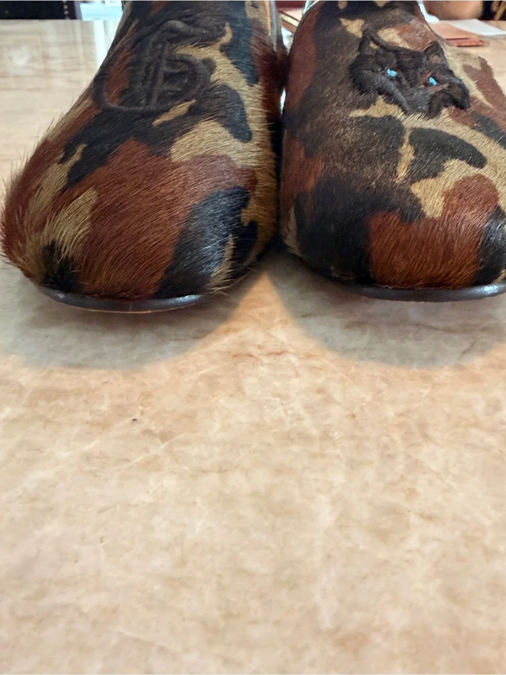 Greyson Men's Camouflage Haircalf Slip-On Loafers with Embroidered Motifs